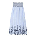 Women Clothing Summer Fashionable Lace Embroidered Plaid Midi Skirt