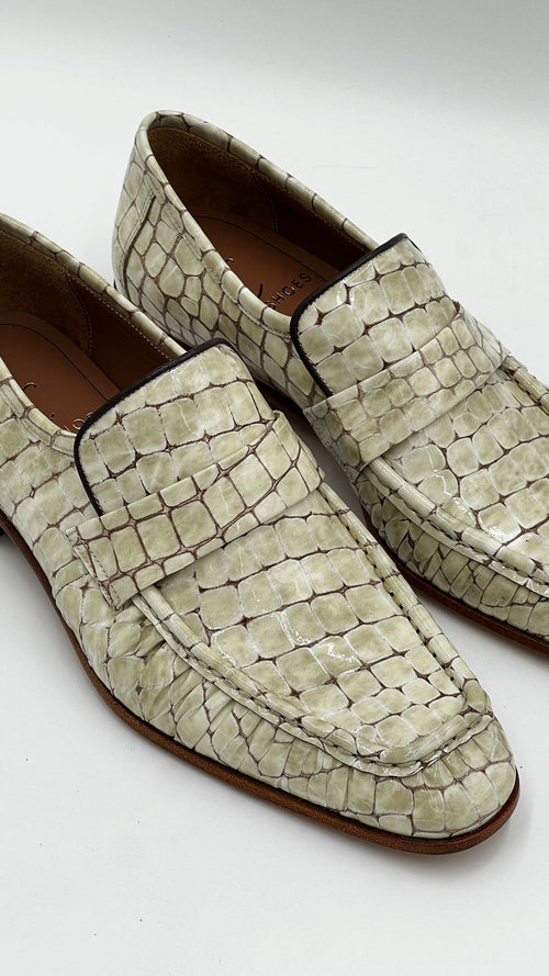 C Collection Crocodile Leather Loafer - Beige