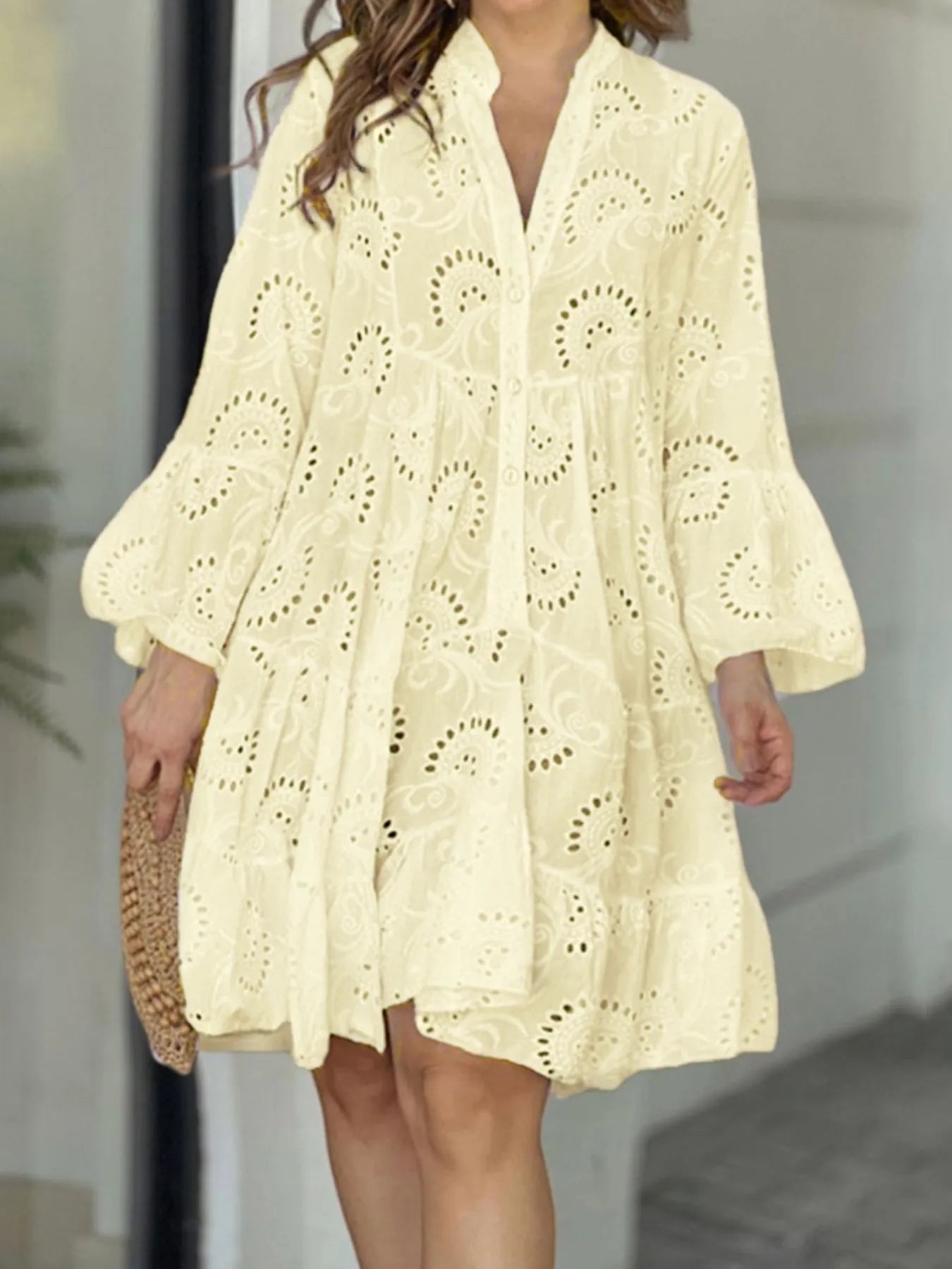Full Size Eyelet Ruffled Hem Tiered Dress Plus Size