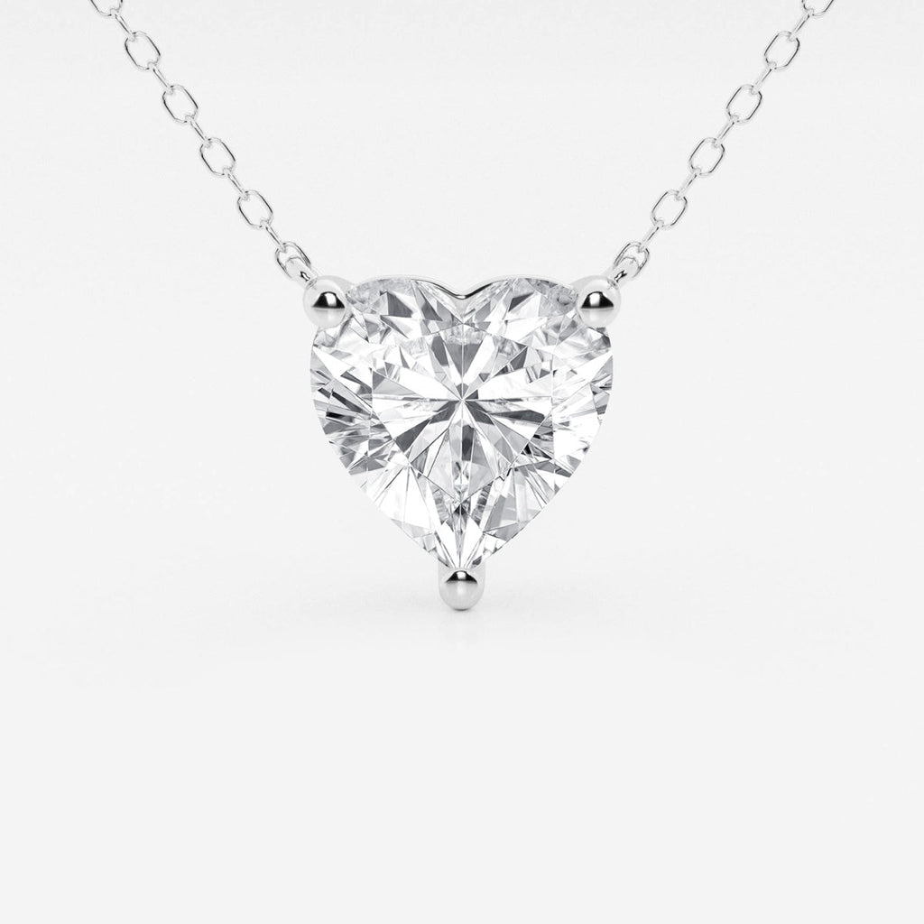 2.00 CTW Floating Heart Shape Lab Grown Diamond Solitaire Pendant Necklace F/G VS1 AGI Certified in 14K White or Yellow Gold