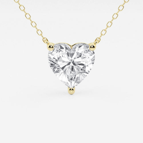 2.00 CTW Floating Heart Shape Lab Grown Diamond Solitaire Pendant Necklace F/G VS1 AGI Certified in 14K White or Yellow Gold