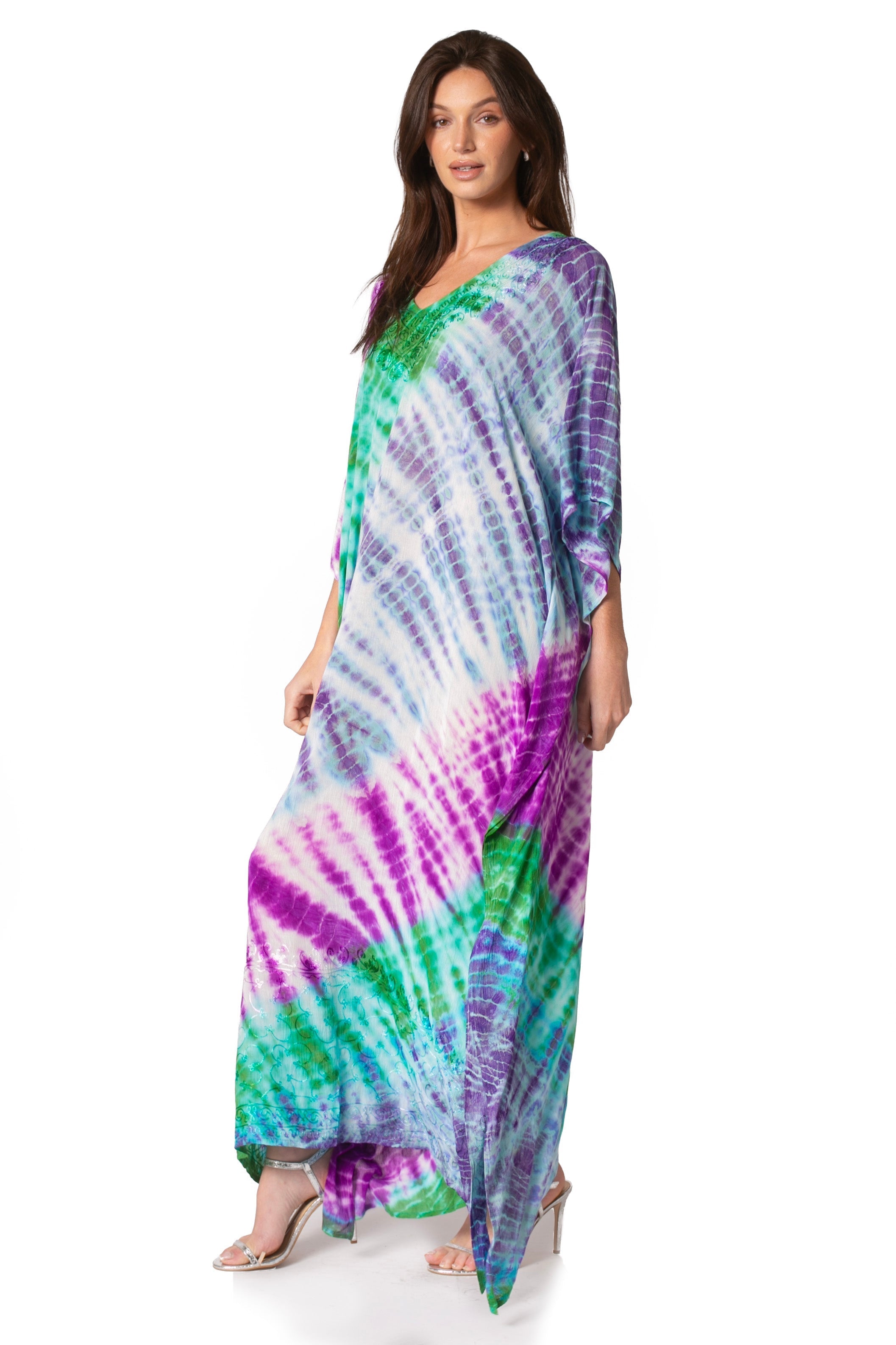 Sakkas Catia Women's Boho-Style Long Maxi Caftan for Lounging and Casual Wear