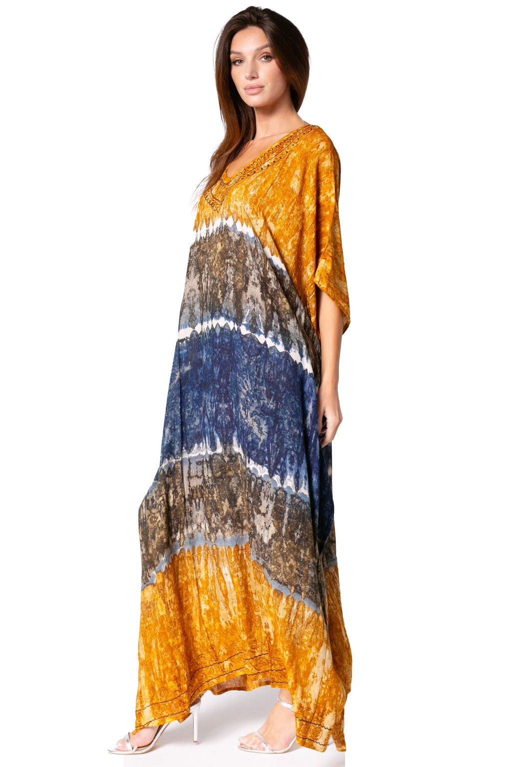 Sakkas Catia Women's Boho-Style Long Maxi Caftan for Lounging and Casual Wear