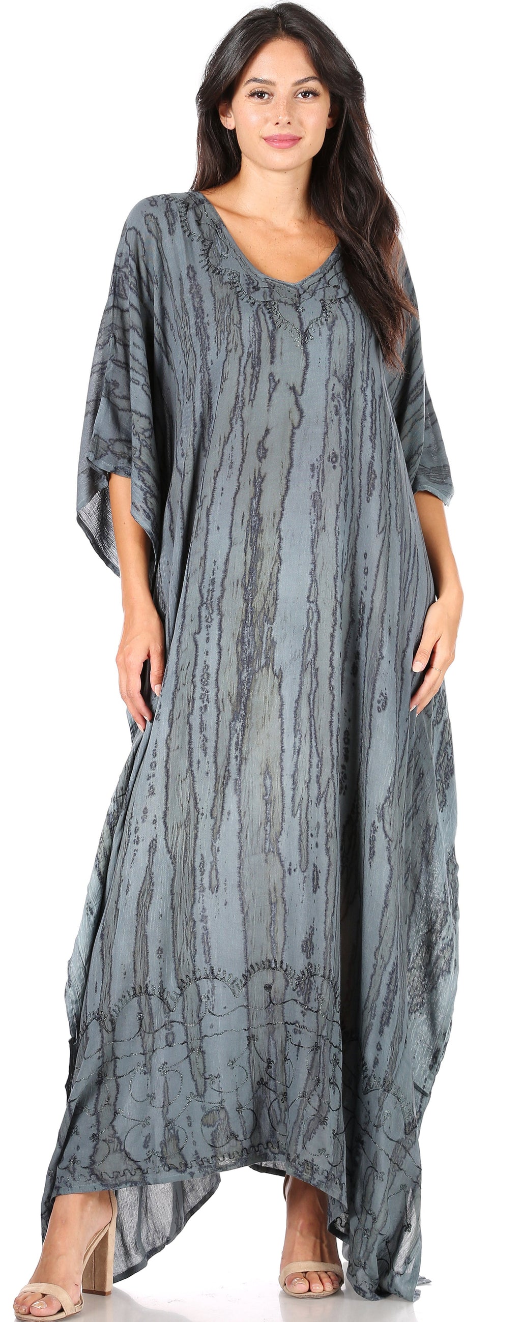 Sakkas Catia Women's Boho-Style Long Maxi Caftan for Lounging and Casual Wear