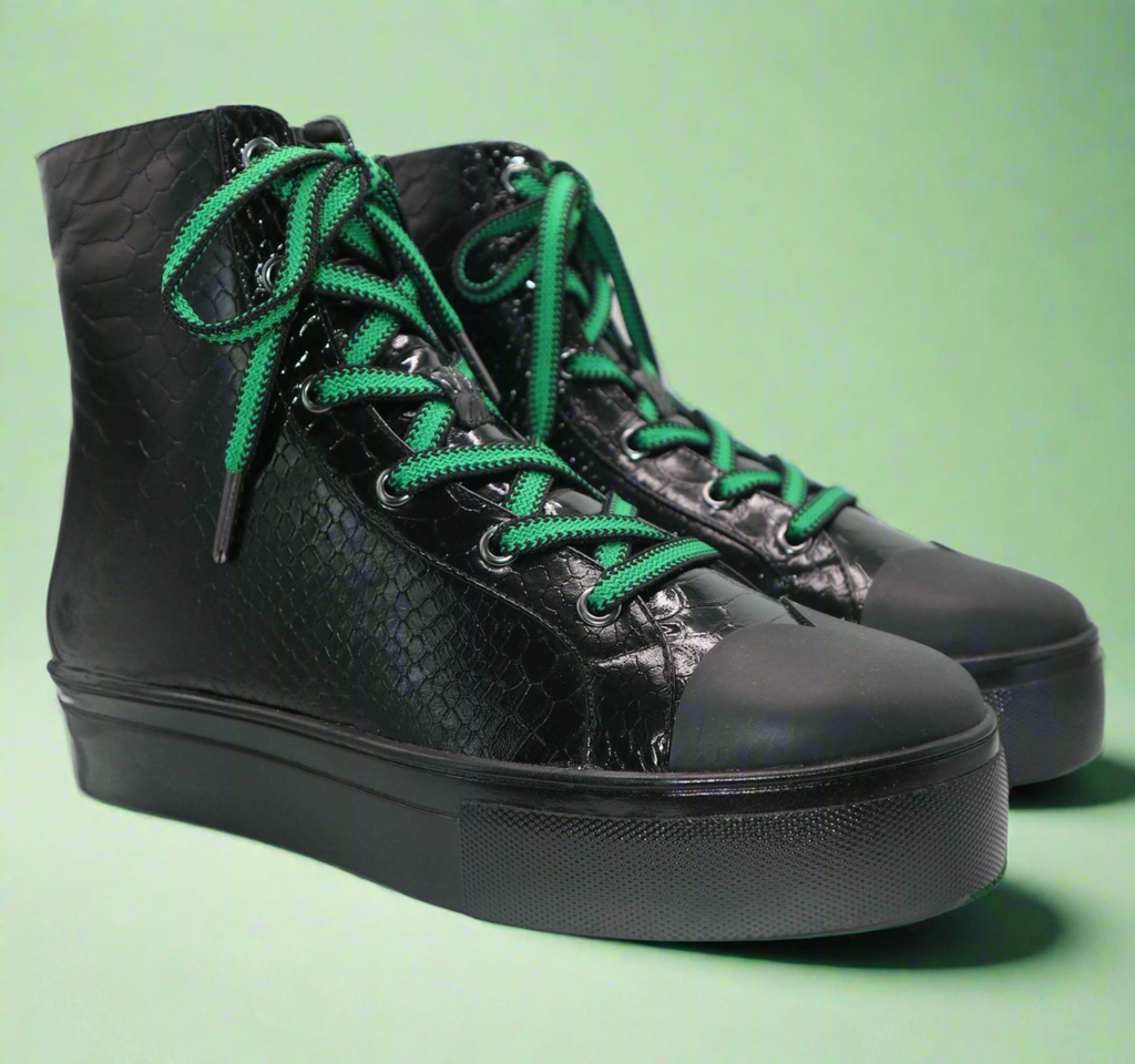 Michaela V Lucra Women's Black Italian Leather Sneakers