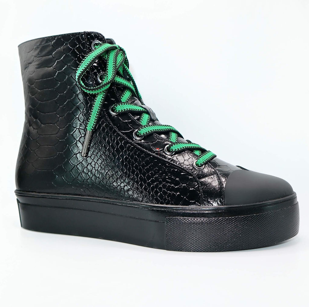 Michaela V Lucra Women's Black Italian Leather Sneakers