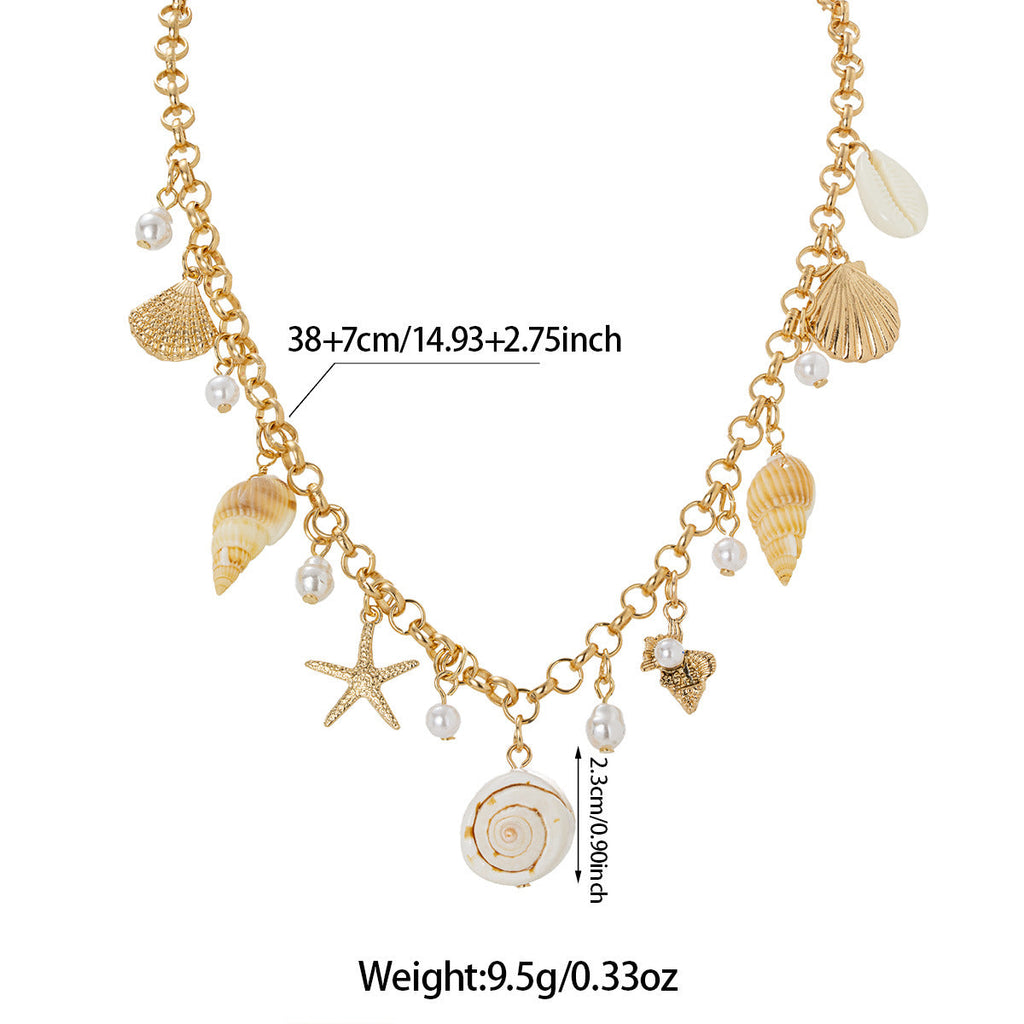 Fashion Summer Ocean Beach Vacation Style Alloy Starfish Pearl Jewelry Set