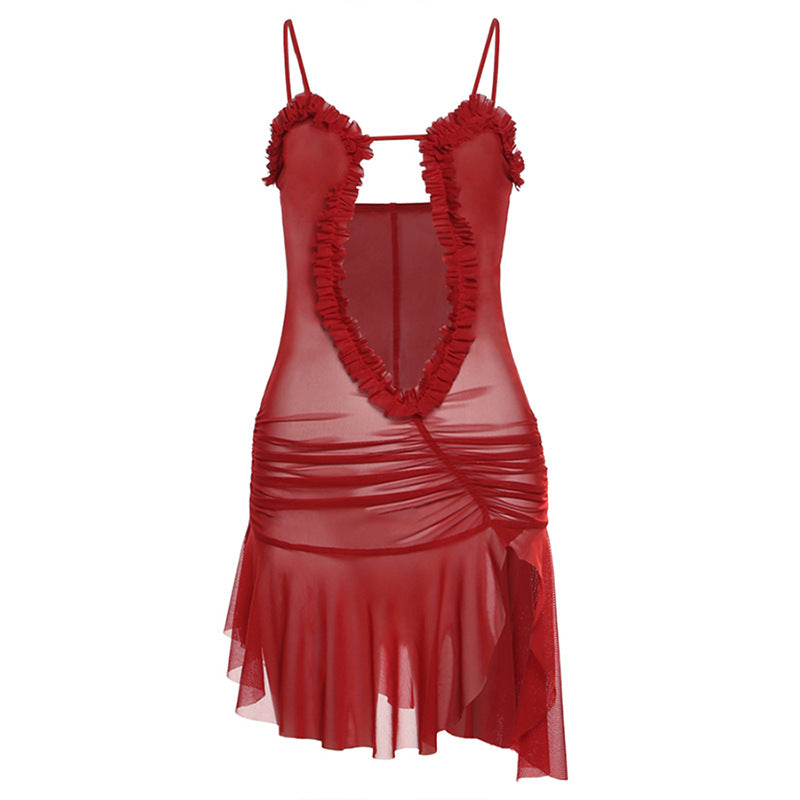 Spring Women Clothing Halter Backless Printing Slim Fit Lace up Dress