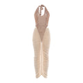 Autumn Winter Women Clothing Fashionable Sequ Stitching Sexy Mesh See through Ruffle Hip Dress