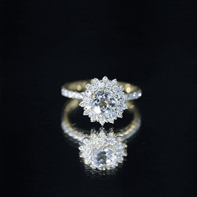 Genuine Aquamarine Cluster Engagement Ring With Certificate
