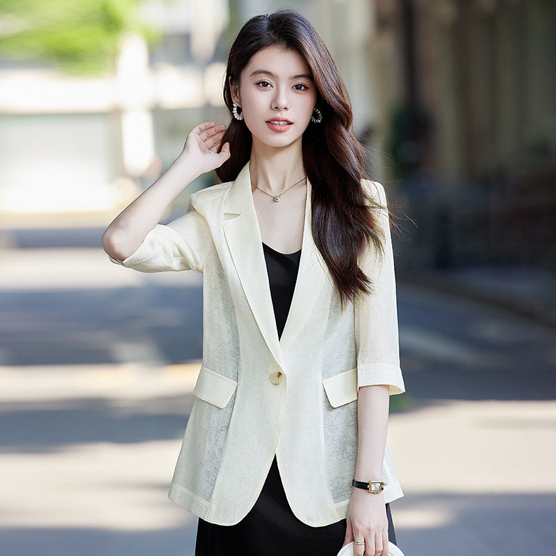 Fashionable Goddess-Style Cropped-Sleeve Lightweight Sun-Protection Jacket