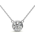 3.00 CTW AGI Certified Round Brilliant Lab Grown Diamond Bezel Pendant in 14K White or Yellow Gold