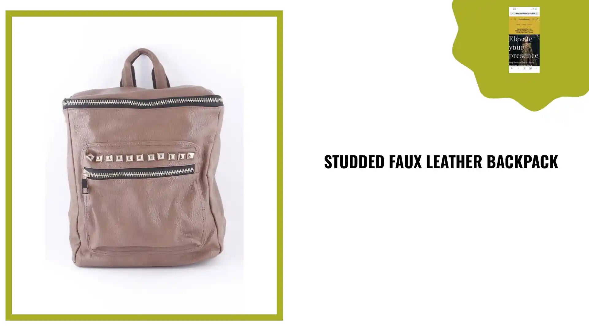 Studded Faux Leather Backpack by@Outfy