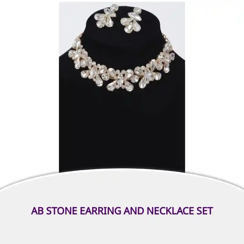 Ab Stone Earring And Necklace Set by@Outfy