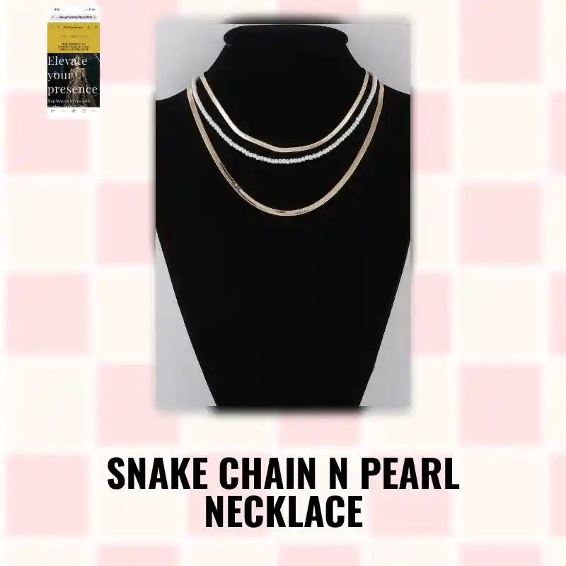 Snake Chain N Pearl Necklace by@Outfy