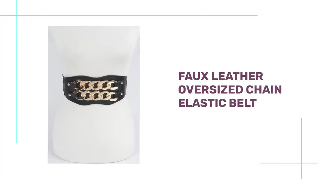 Faux Leather Oversized Chain Elastic Belt by@Outfy