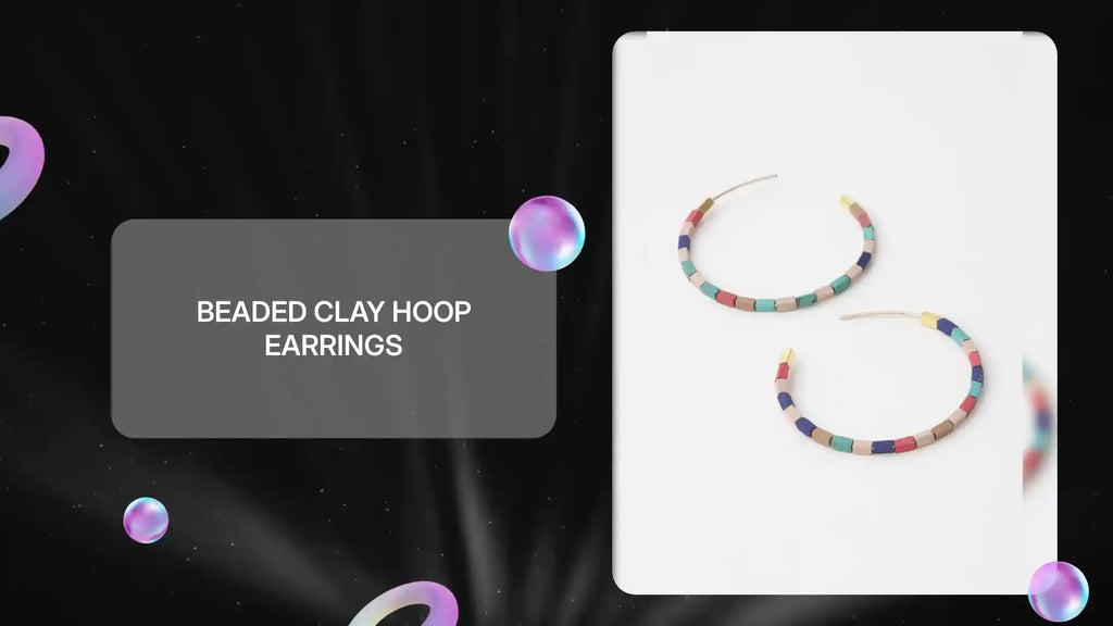 Beaded Clay Hoop Earrings by@Outfy