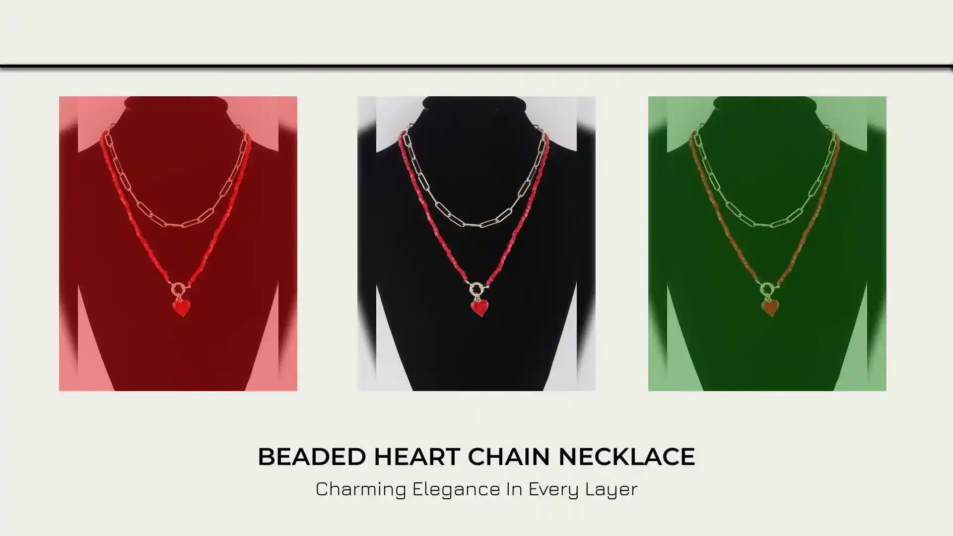 Beaded Heart Chain Necklace by@Outfy