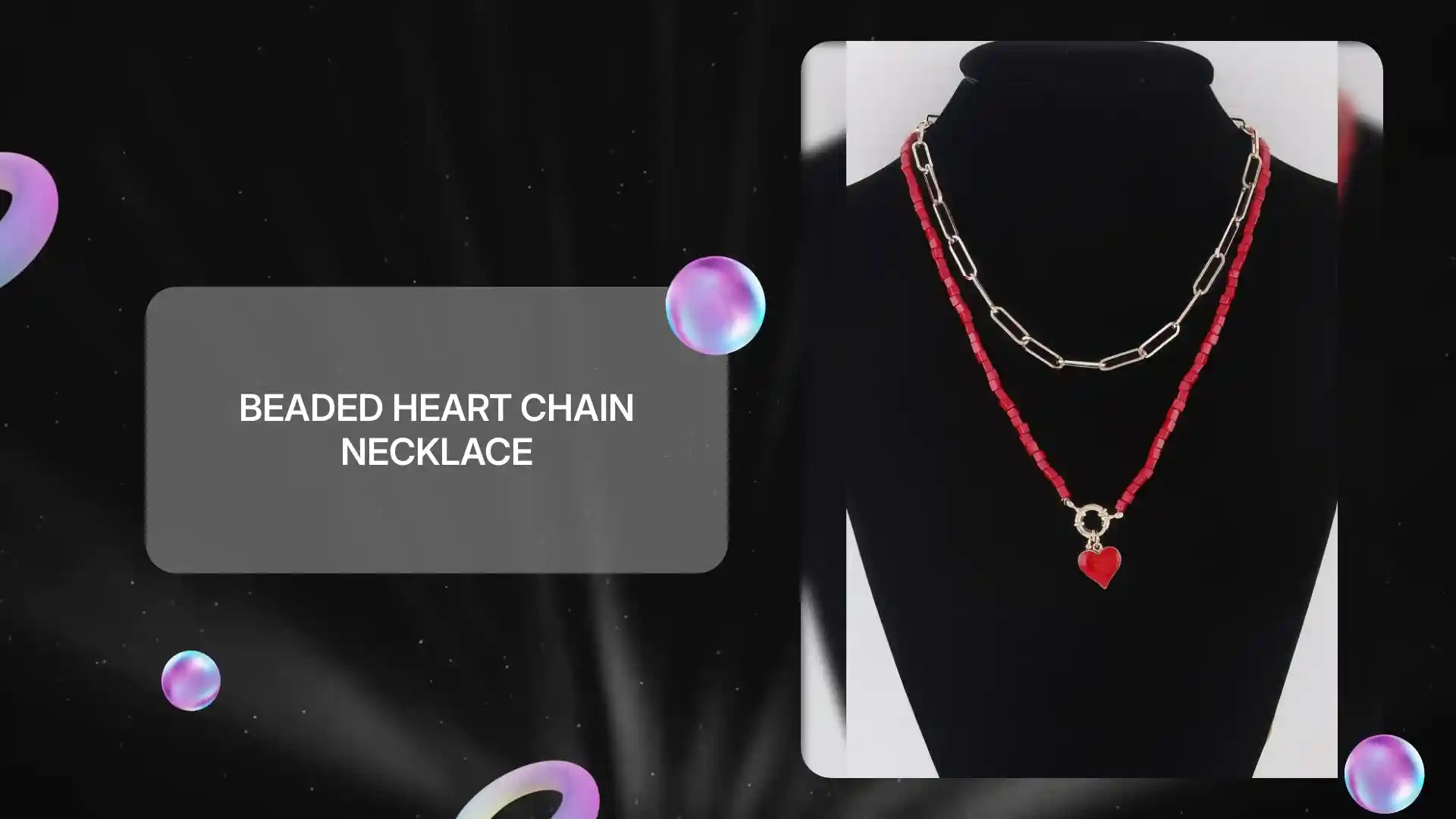 Beaded Heart Chain Necklace by@Outfy