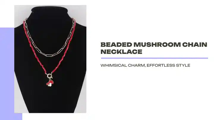 Beaded Mushroom Chain Necklace by@Outfy
